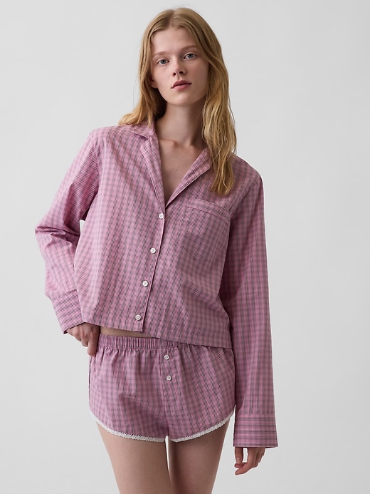 Image number 1 showing, Poplin Oversized Crop PJ Shirt