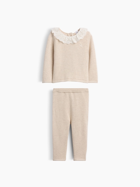 Baby Eyelet Ruffle Collar Sweater Set