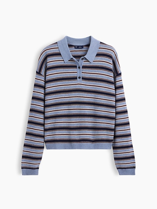 Image number 5 showing, 100% Cotton Relaxed Polo Sweater