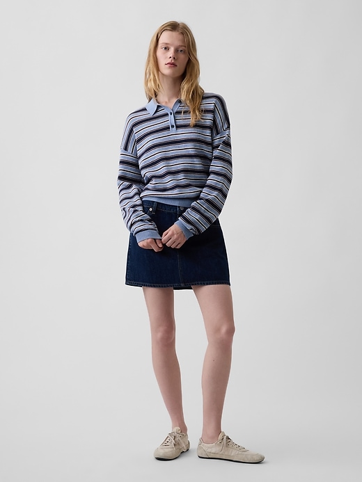 Image number 2 showing, 100% Cotton Relaxed Polo Sweater