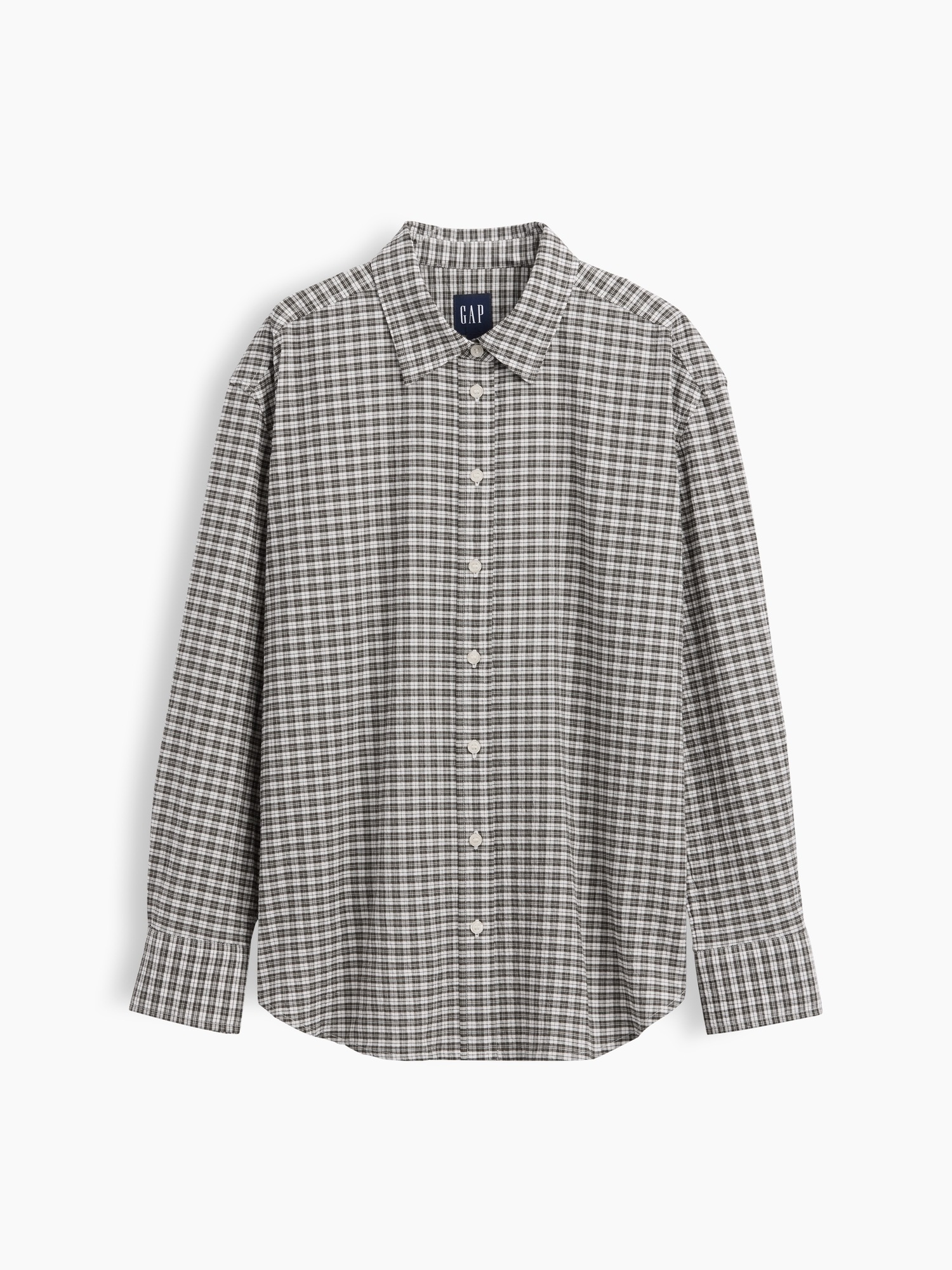 Женская рубашка Gap Seersucker Plaid Oversized Shirt, цвет: Зелёный в мелкую клетку — фото 5