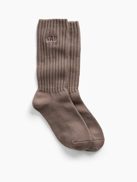 Nap Logo Slouchy Crew Socks