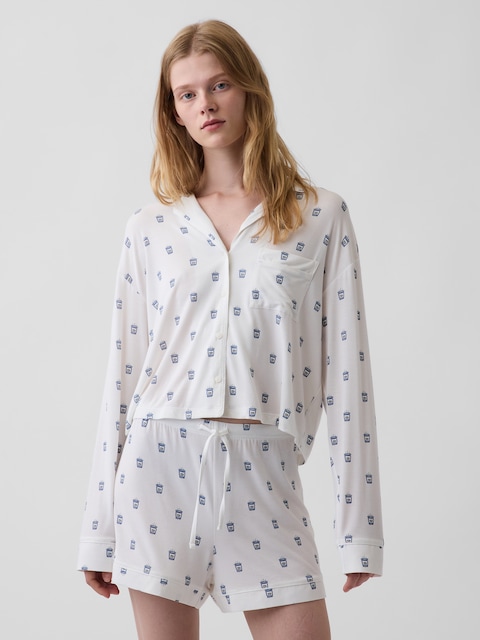 SoftMade Modal Crop PJ Top