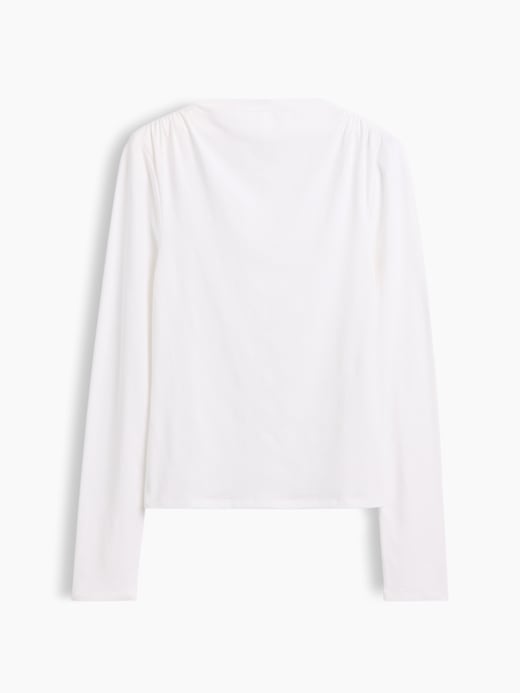 Image number 2 showing, CloseKnit Jersey Funnel-Neck Ruched T-Shirt