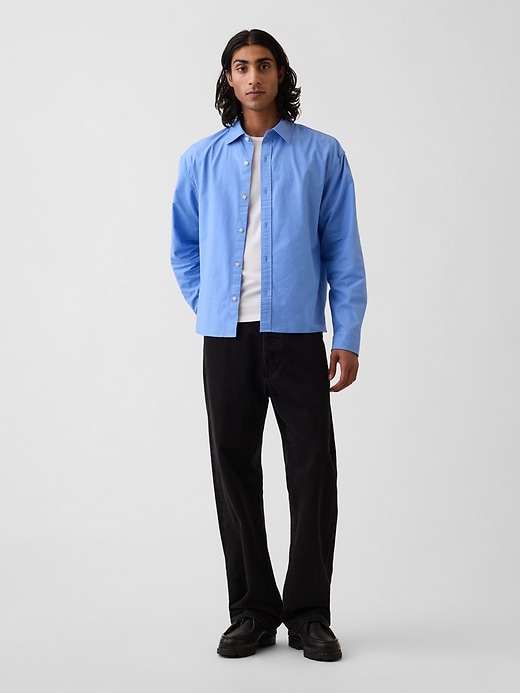 Image number 2 showing, Relaxed Crop Straight-Hem Oxford Shirt