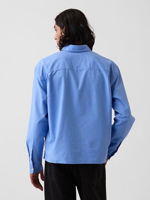 Image number 3 showing, Relaxed Crop Straight-Hem Oxford Shirt