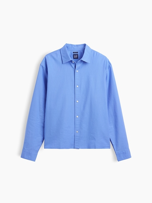 Image number 5 showing, Relaxed Crop Straight-Hem Oxford Shirt