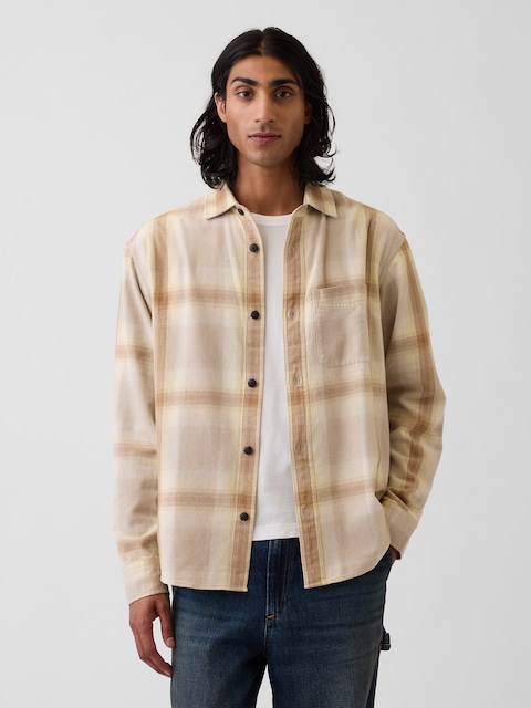 Sunwashed Twill Relaxed Plaid Shirt