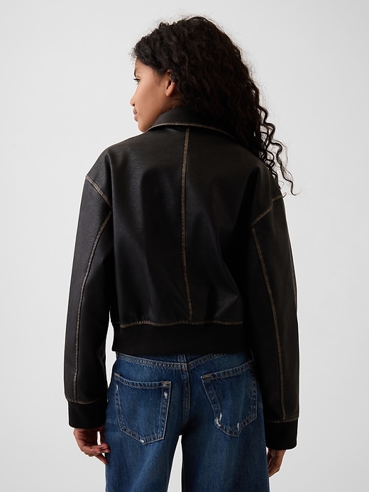 Kids Vegan Leather Bomber Jacket | Gap