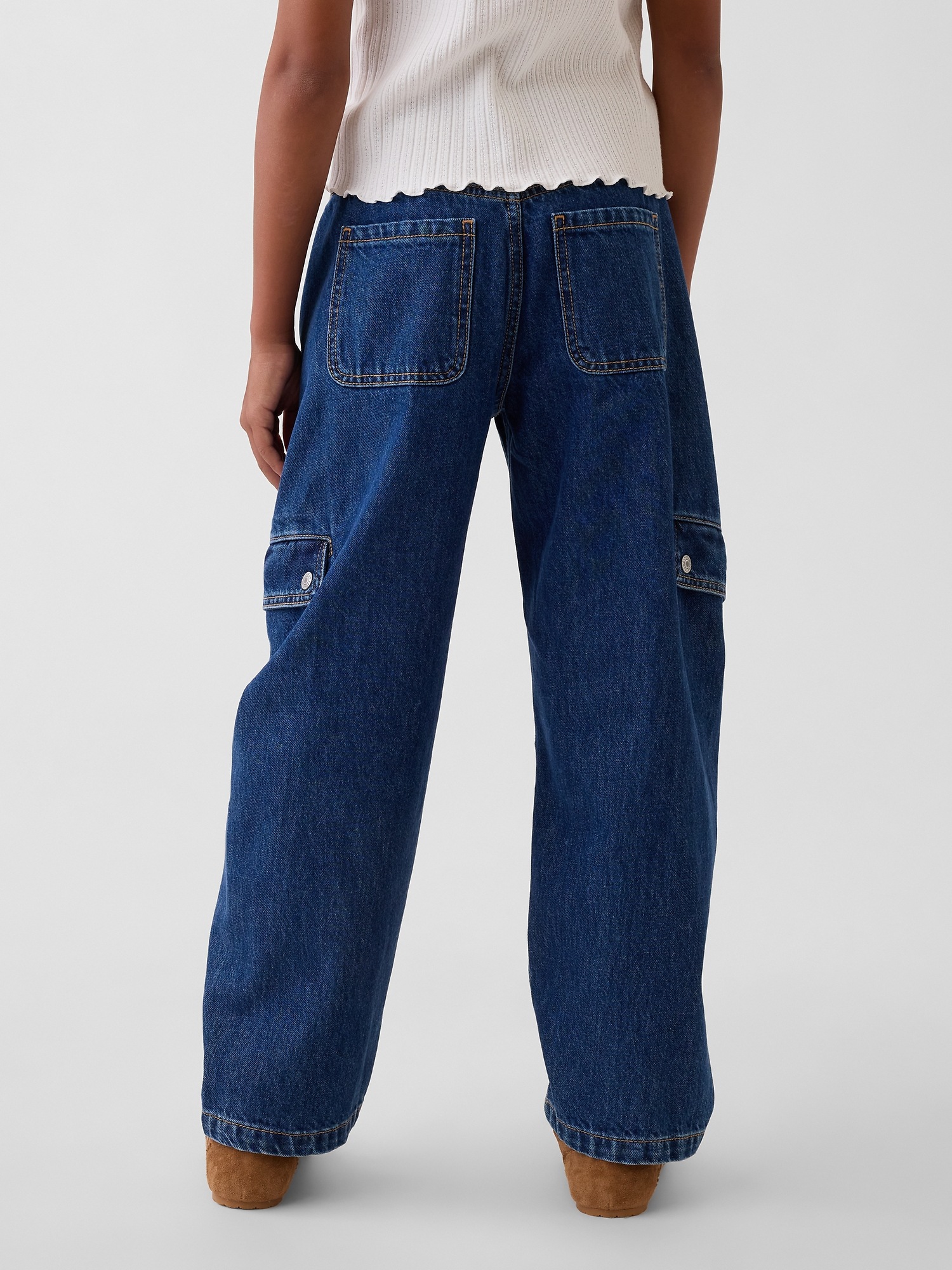 Детские джинсы Gap Kids High Rise Barrel Cargo Jeans — фото 3