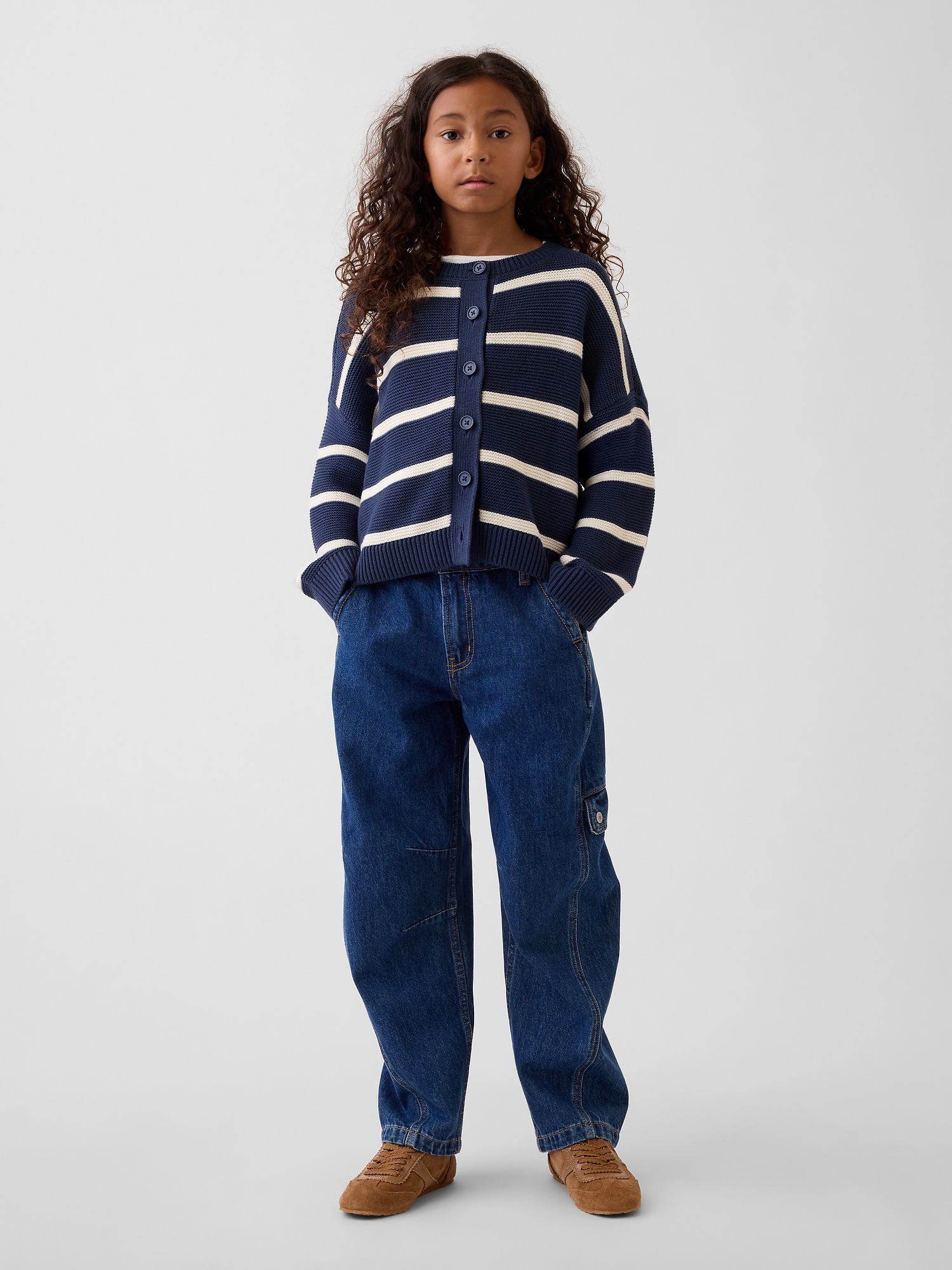 Детские джинсы Gap Kids High Rise Barrel Cargo Jeans — фото 4
