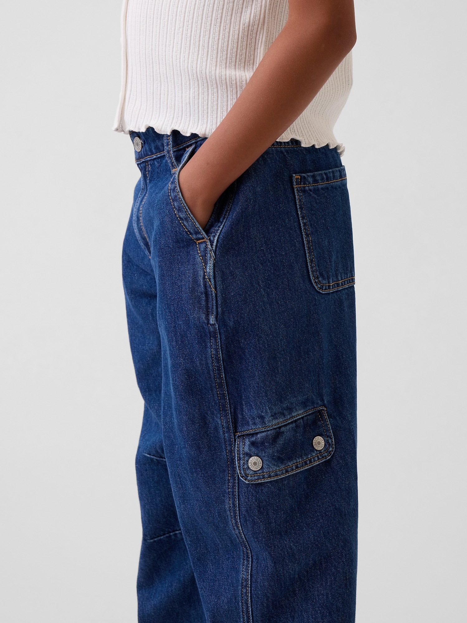 Детские джинсы Gap Kids High Rise Barrel Cargo Jeans — фото 5