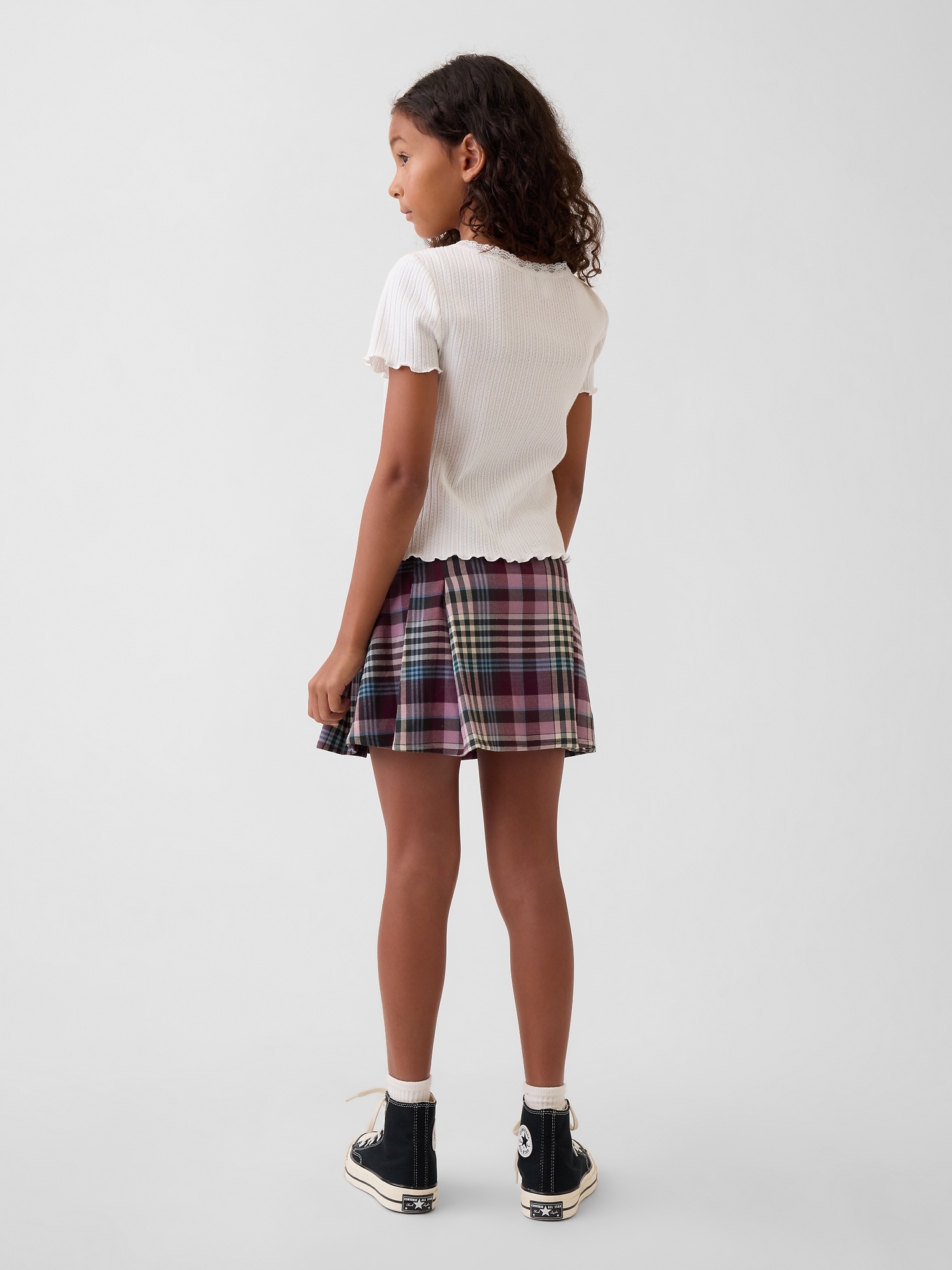 Детская юбка-шорты Gap Plaid Pleated Skort, цвет: Разноцветный клетчатый — фото 3