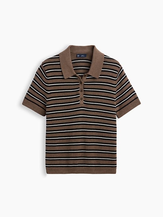 Image number 1 showing, 100% Cotton Stripe Polo Sweater Shirt