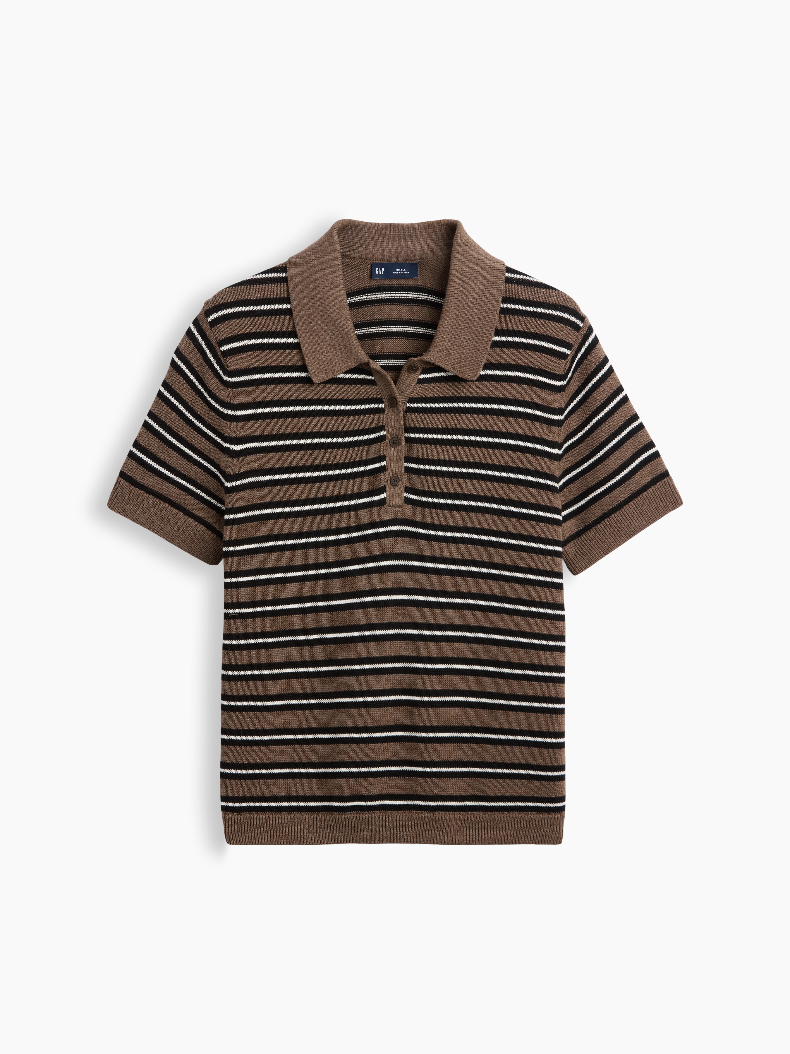 100% Cotton Stripe Polo Sweater Shirt