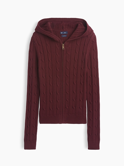 Image number 1 showing, 100% Cotton Cable-Knit Zip Cardigan
