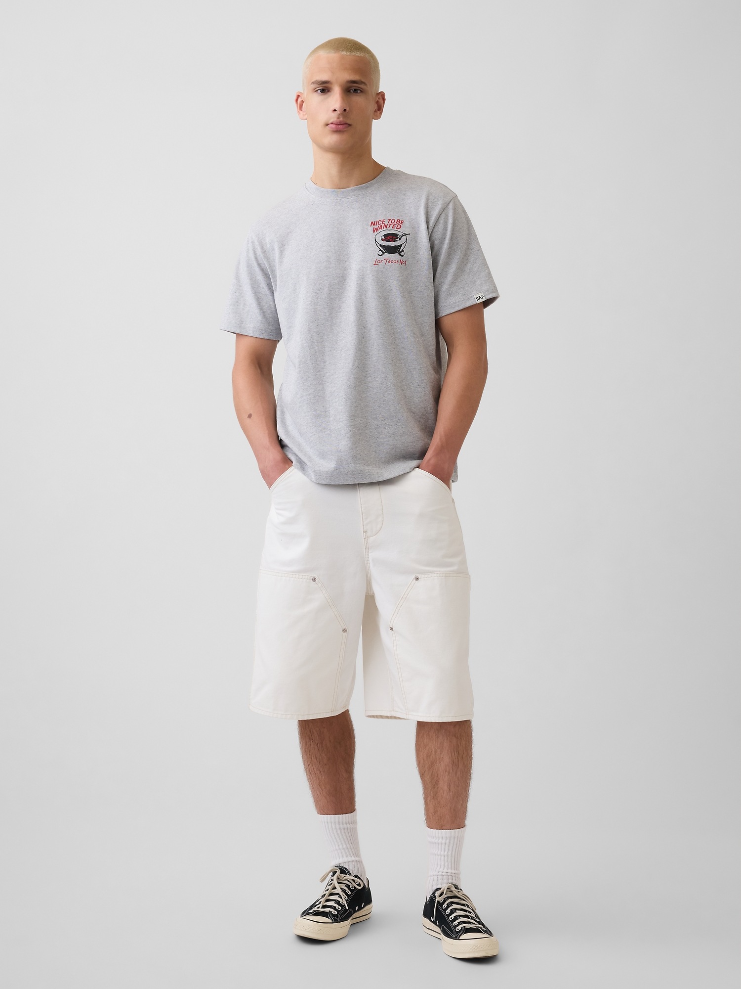 Шорты Gap Adult Los Tacos No. 1 Canvas Denim Baggy Carpenter, цвет: Серо-бежевый — фото 2