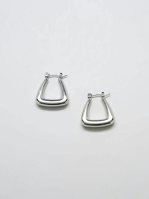 Image number 1 showing, Admiral Row Silver Triangle Hoop Earrings