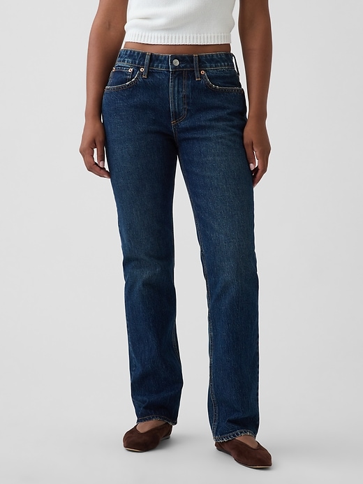 Image number 2 showing, Curvy Mid Rise Relaxed Straight Jeans