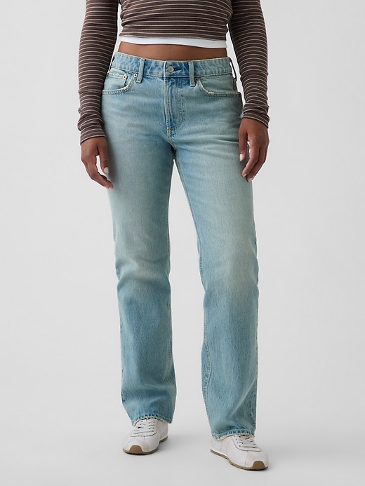 Image number 2 showing, Curvy Mid Rise Relaxed Straight Jeans