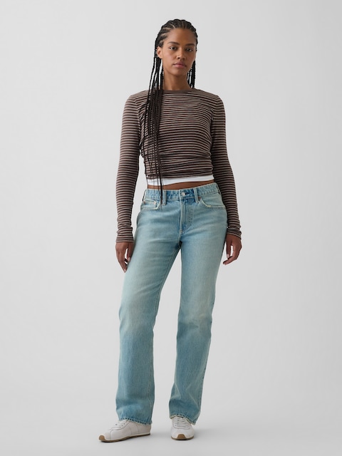 Curvy Mid Rise Relaxed Straight Jeans