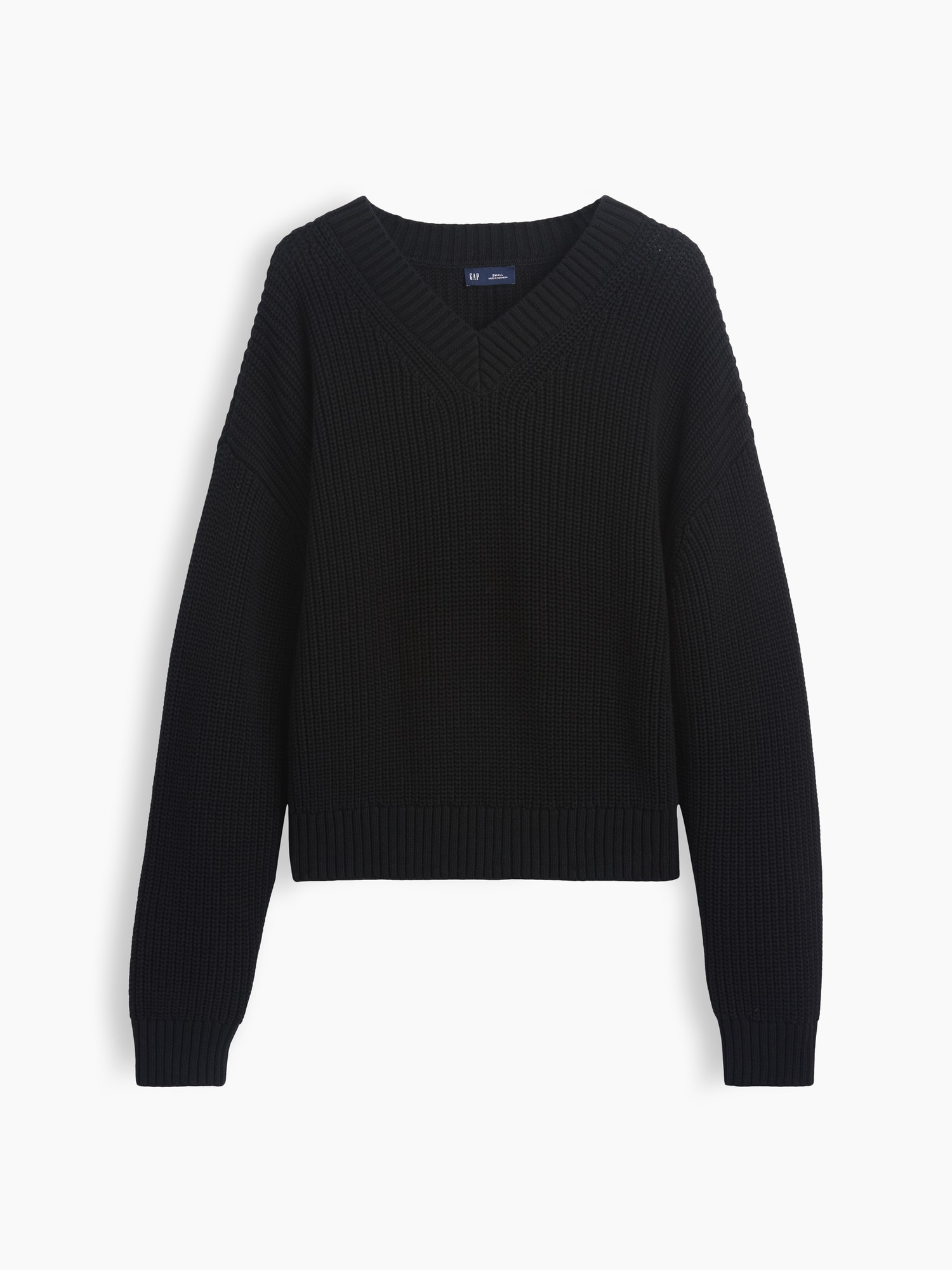 Женский свитер Gap 100% Cotton Oversized Shaker, цвет: Чёрный — фото 5