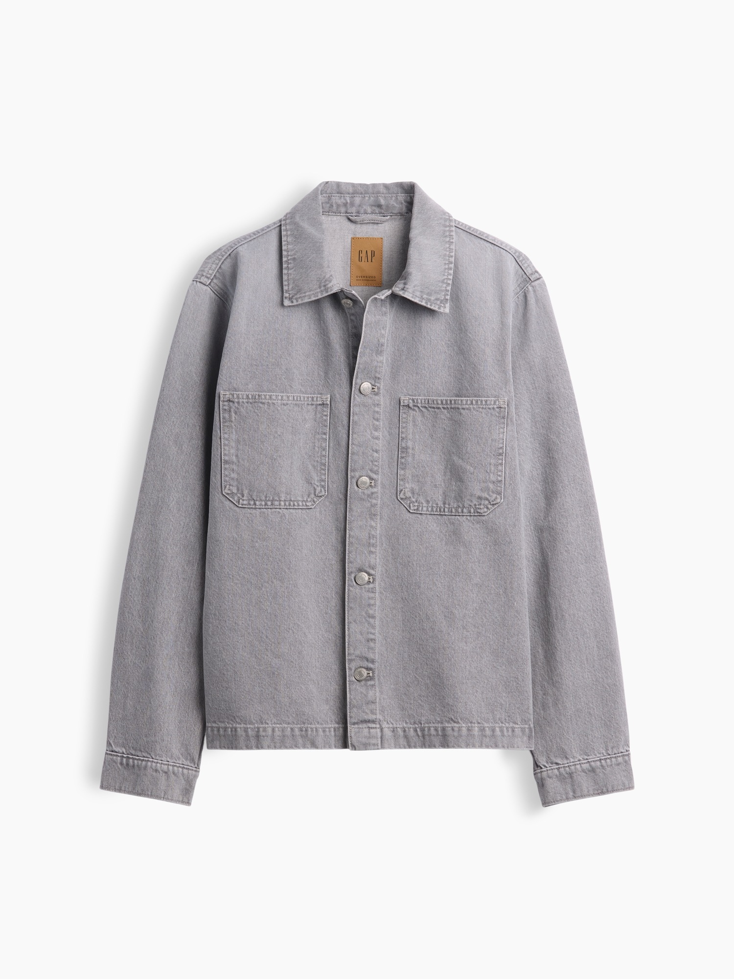 Мужская куртка Gap Denim Relaxed Utility Shirt Jacket, цвет: Серый небесно-голубой — фото 5