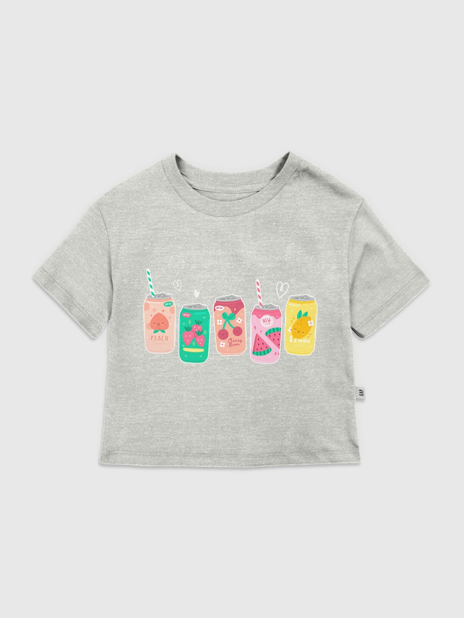 Футболка Gap Sparkle Soda Graphic T-Shirt для малышей, цвет: Меланжевый серый