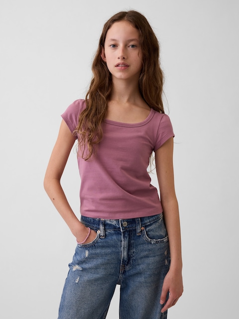 Kids CloseKnit Jersey Square-Neck T-Shirt