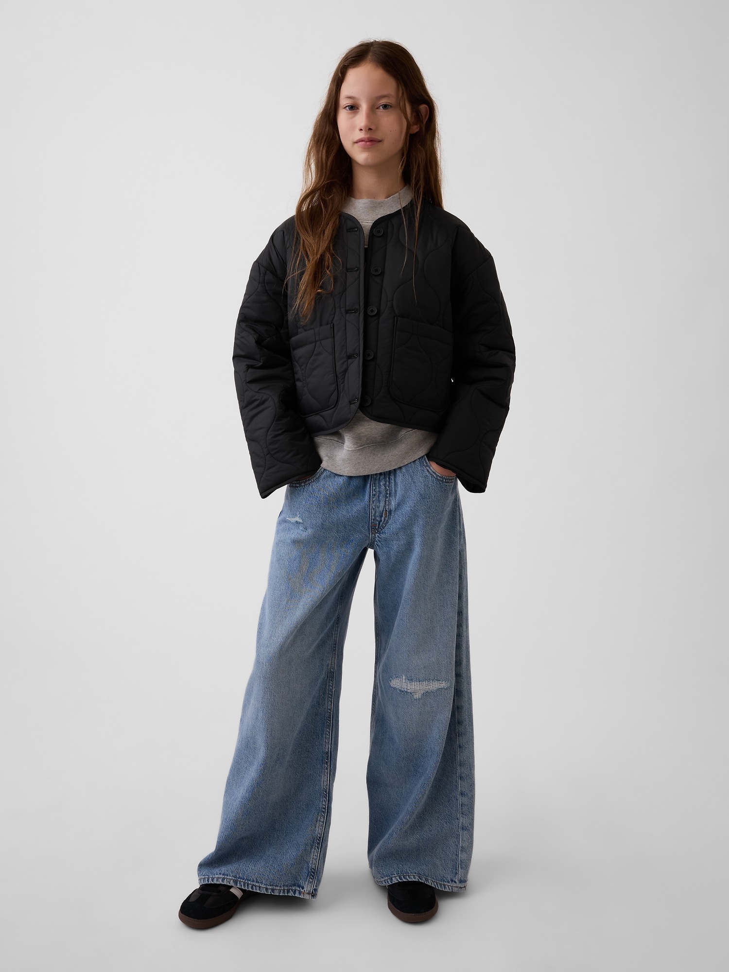 Детская лёгкая стёганая куртка Gap из переработанных материалов, цвет: Чёрный — фото 4
