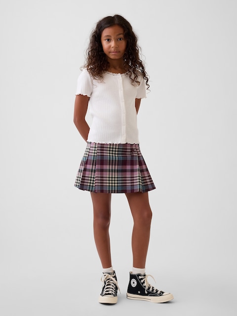 Kids Plaid Pleated Skort