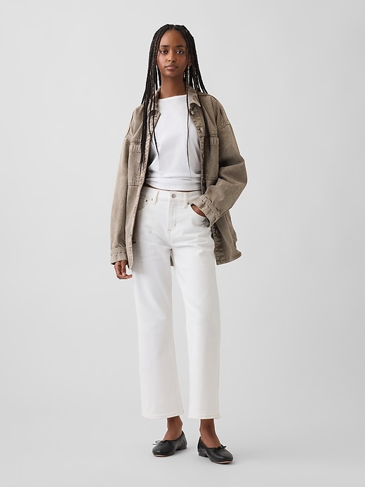 Image number 1 showing, Mid Rise Relaxed Flare Crop Jeans