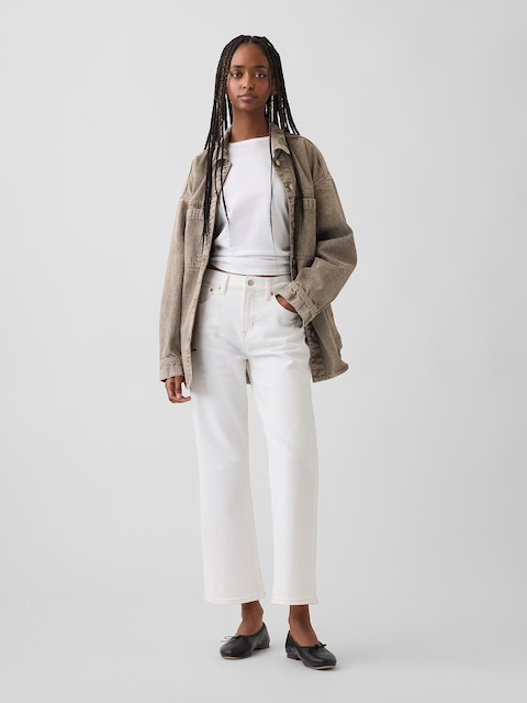 Mid Rise Flare Crop Jeans