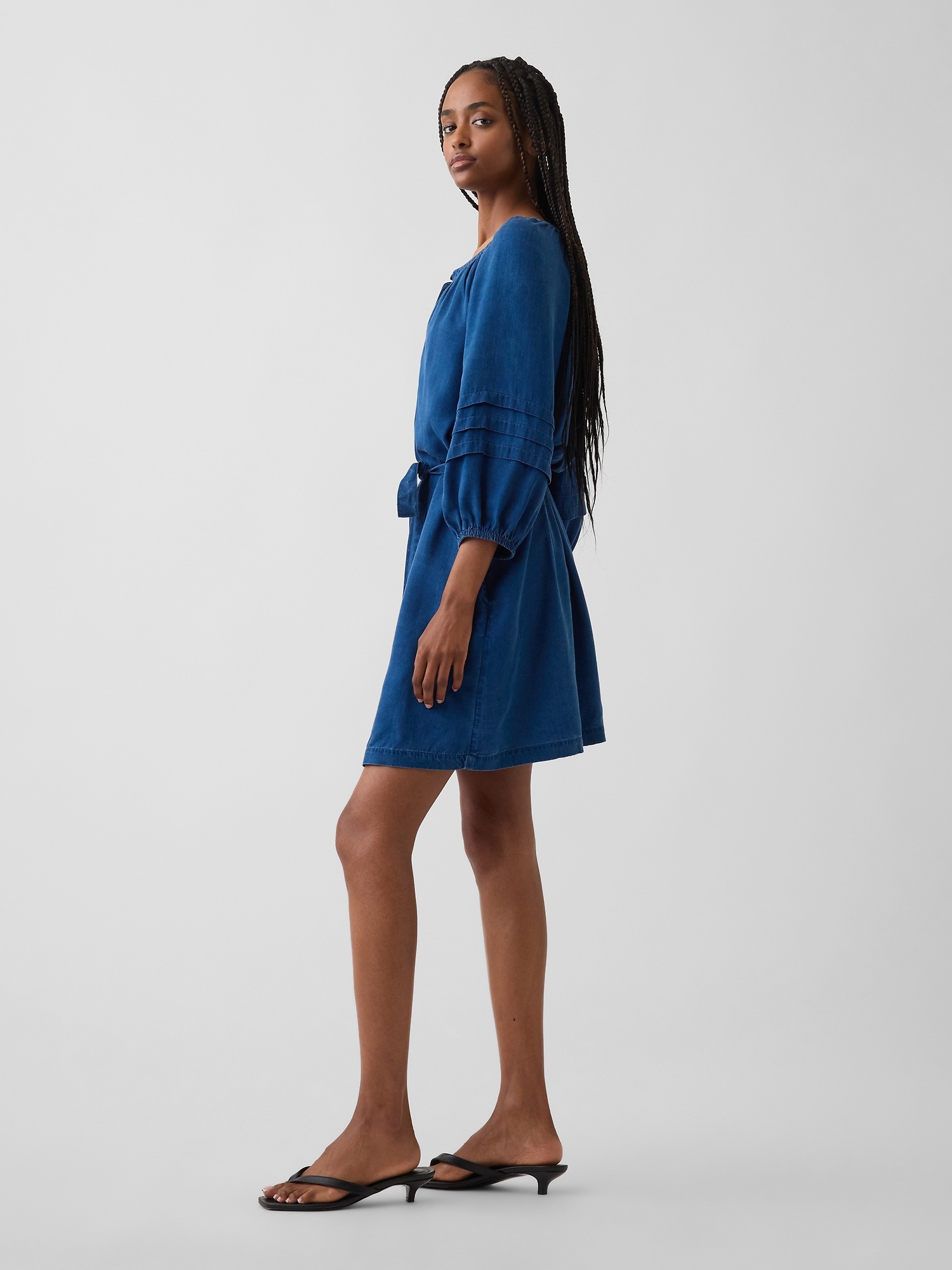Gap Denim Tie-Waist Mini Shirtdress — фото 3