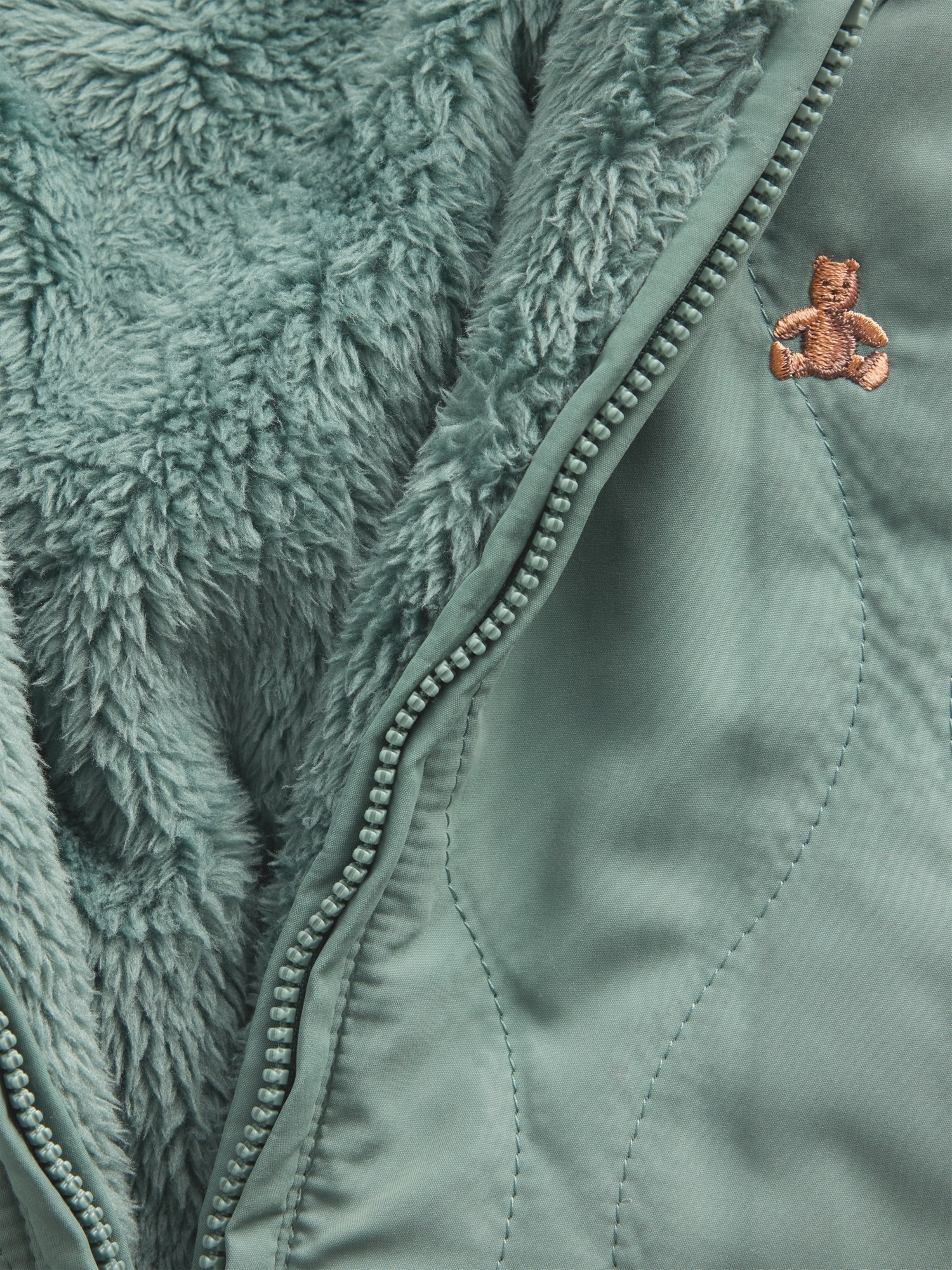 Куртки Gap Quilted Sherpa One-Piece для малышей, цвет: Зелёный — фото 3