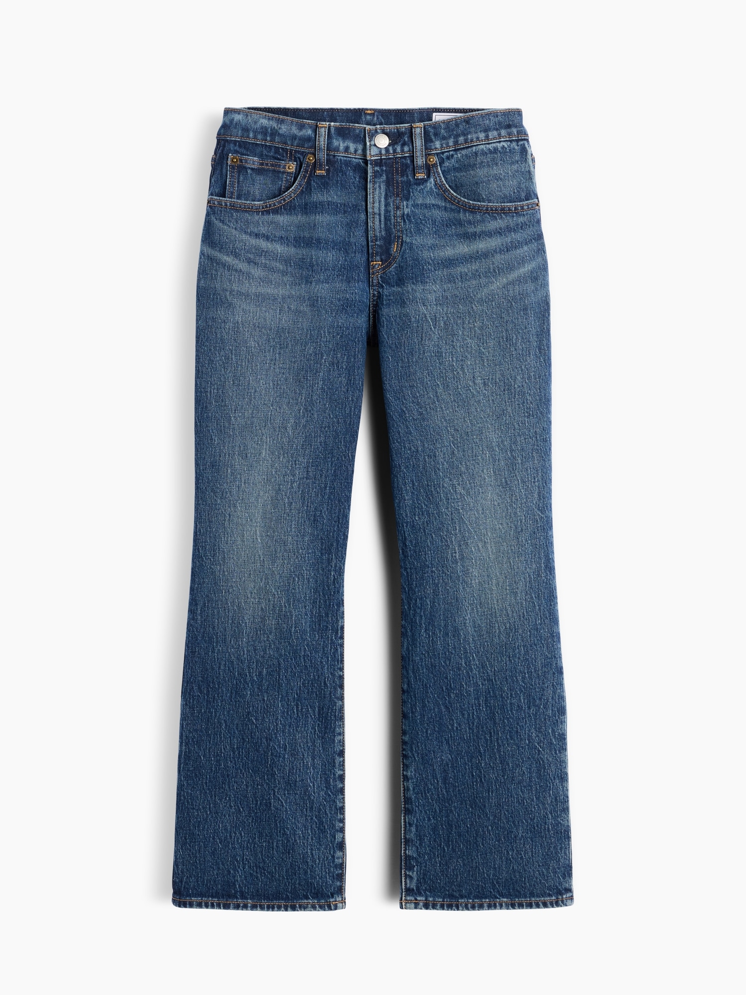 Mid Rise Relaxed Flare Crop Jeans