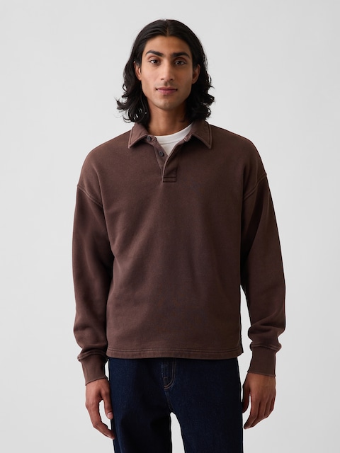 VintageSoft Oversized Polo Sweatshirt
