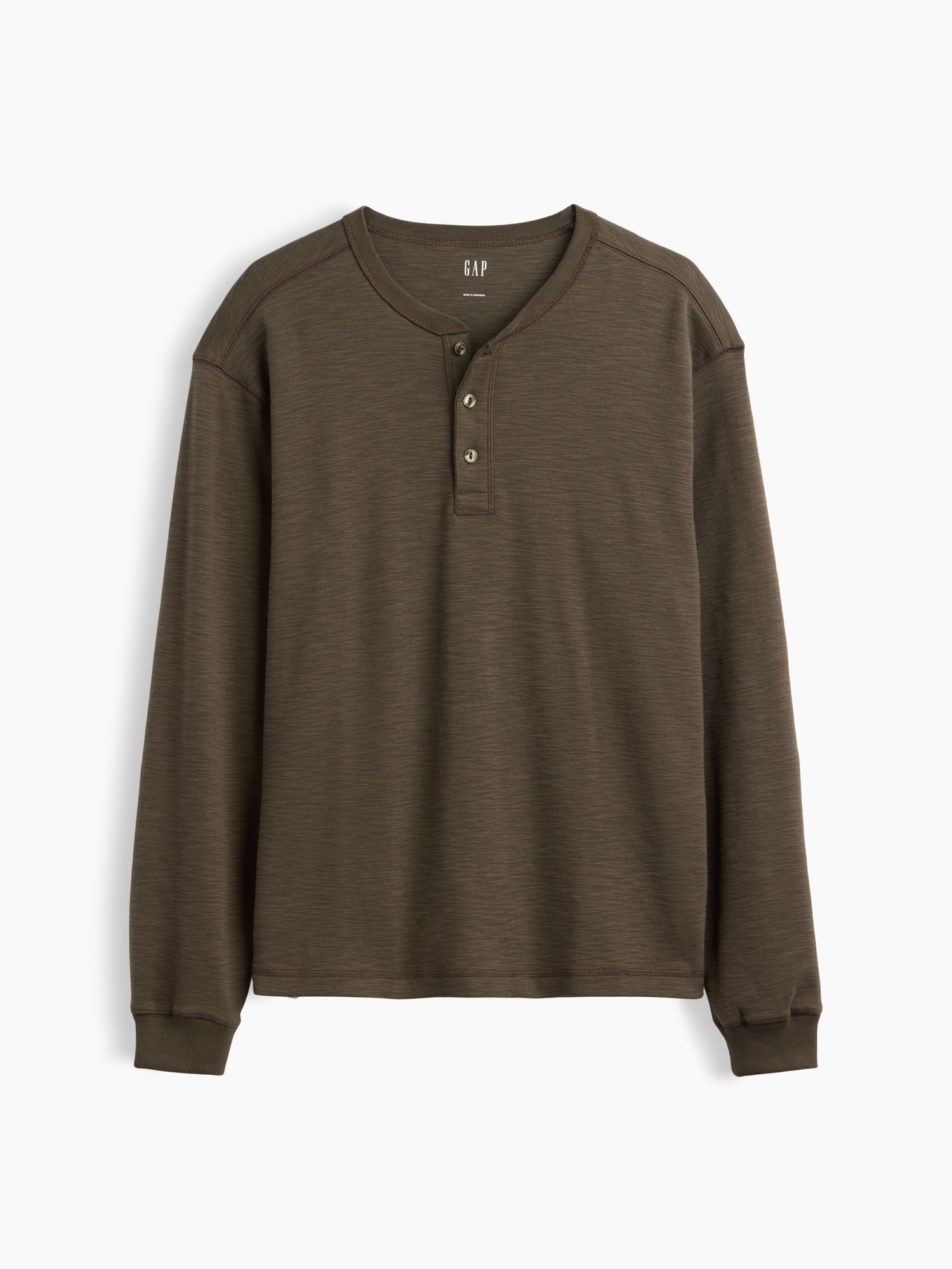 Мужская футболка Gap Relaxed Henley, цвет: Зелёный — фото 4
