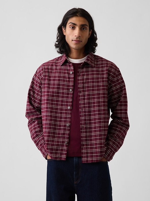 Image number 1 showing, Relaxed Crop Straight-Hem Oxford Shirt