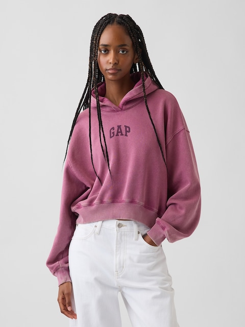 VintageSoft Crop Logo Hoodie