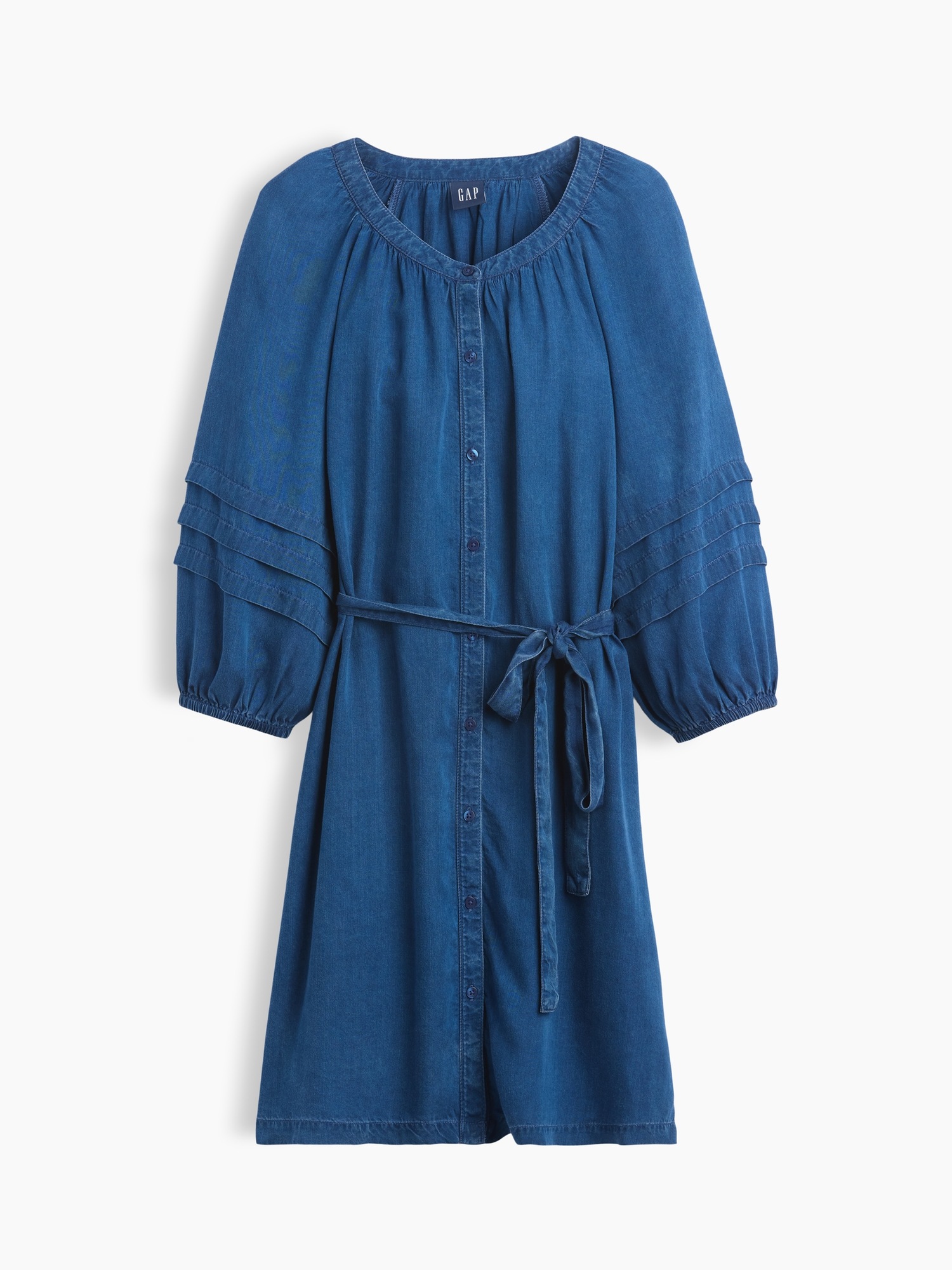 Gap Denim Tie-Waist Mini Shirtdress — фото 5
