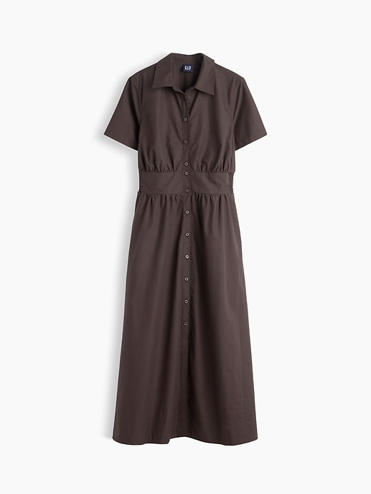 Image number 5 showing, Poplin Smocked-Waist Maxi Shirtdress