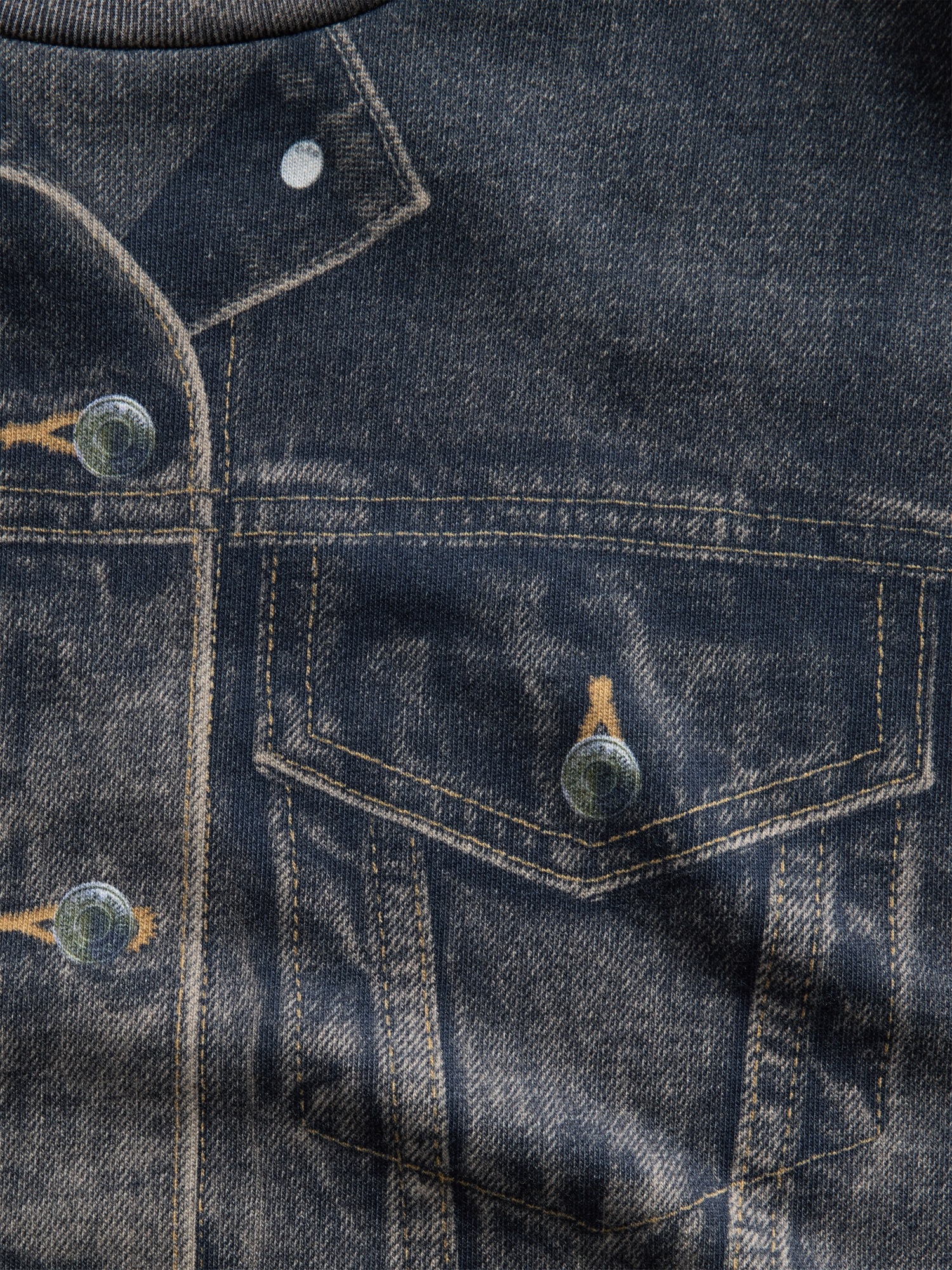 Женский свитшот Gap GapStudio Printed Denim Sweatshirt, цвет: Тёмный джинсовый — фото 5