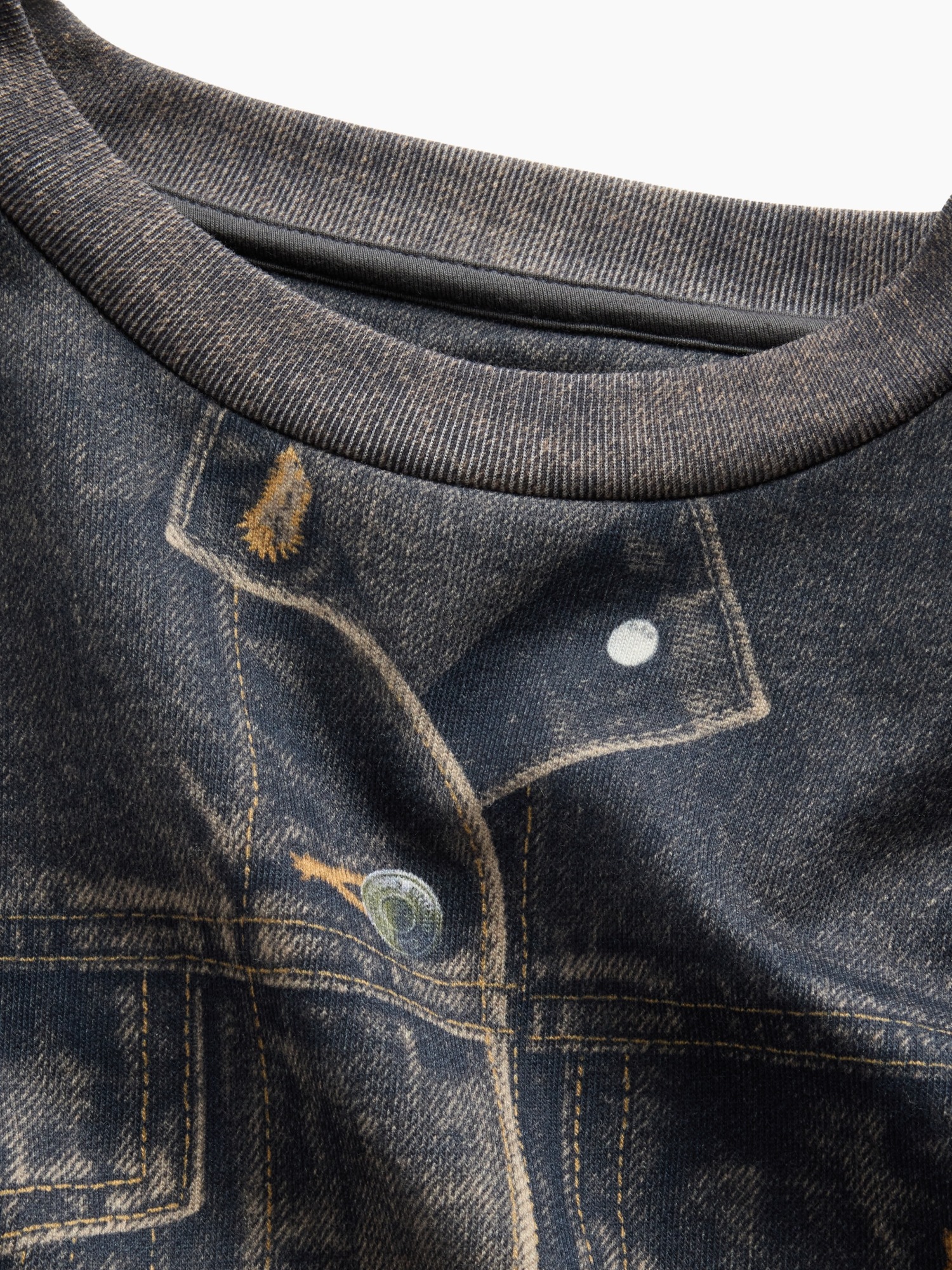 Женский свитшот Gap GapStudio Printed Denim Sweatshirt, цвет: Тёмный джинсовый — фото 6