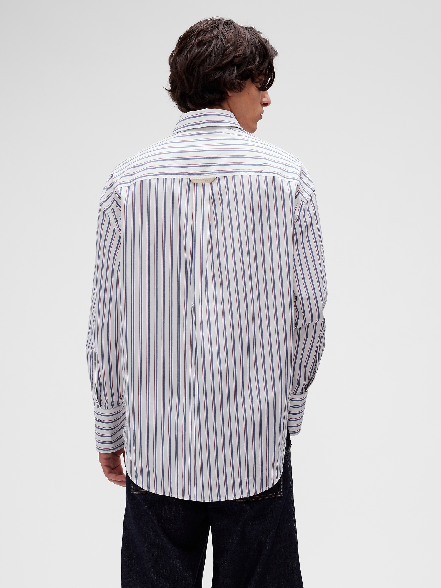 Женская рубашка Gap GapStudio Poplin Big, цвет: Тёмно-синий полосатый — фото 2