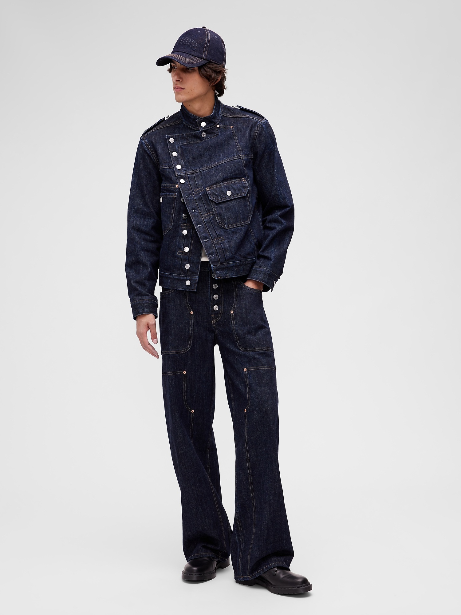 Мужская куртка Gap GapStudio Asymmetric Denim Jacket, цвет: Тёмная варка — фото 4