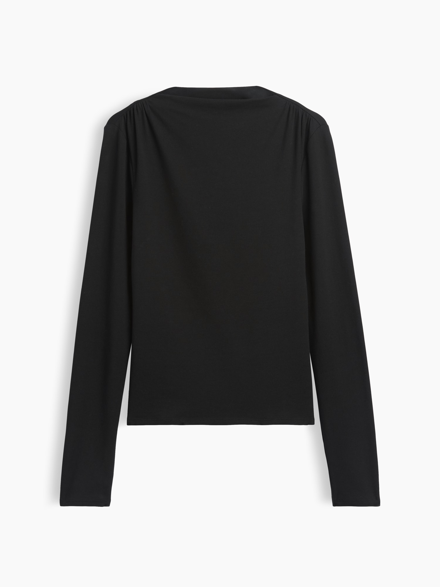 Женская футболка Gap CloseKnit Jersey Funnel-Neck Ruched, цвет: Чёрный — фото 4