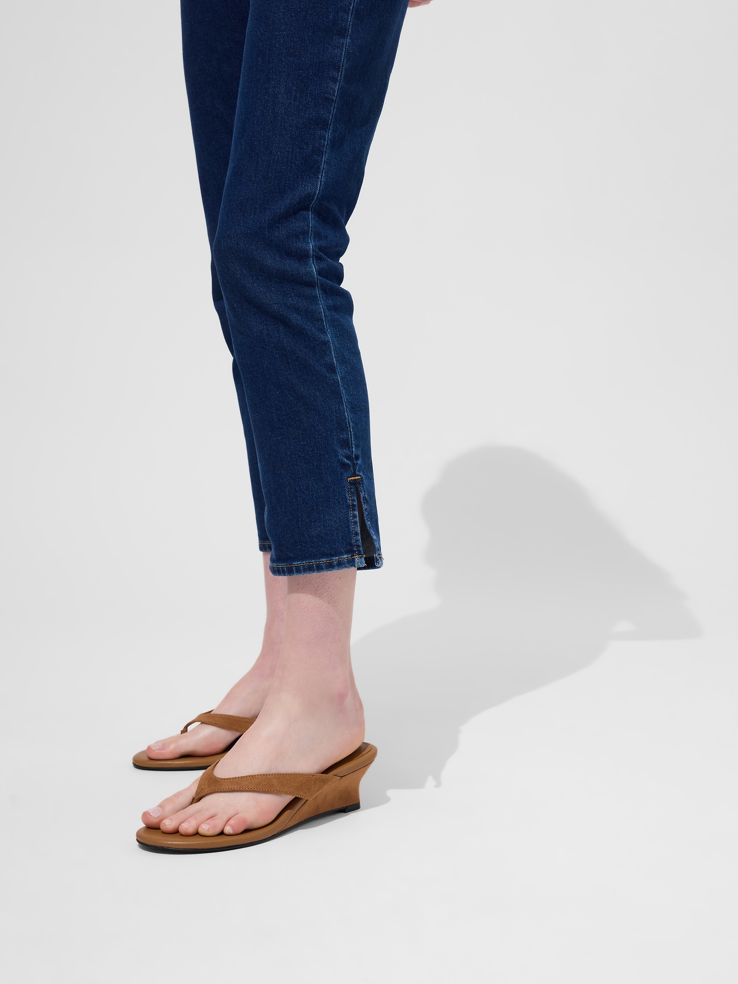 Vegan Leather Wedge Thong Sandals