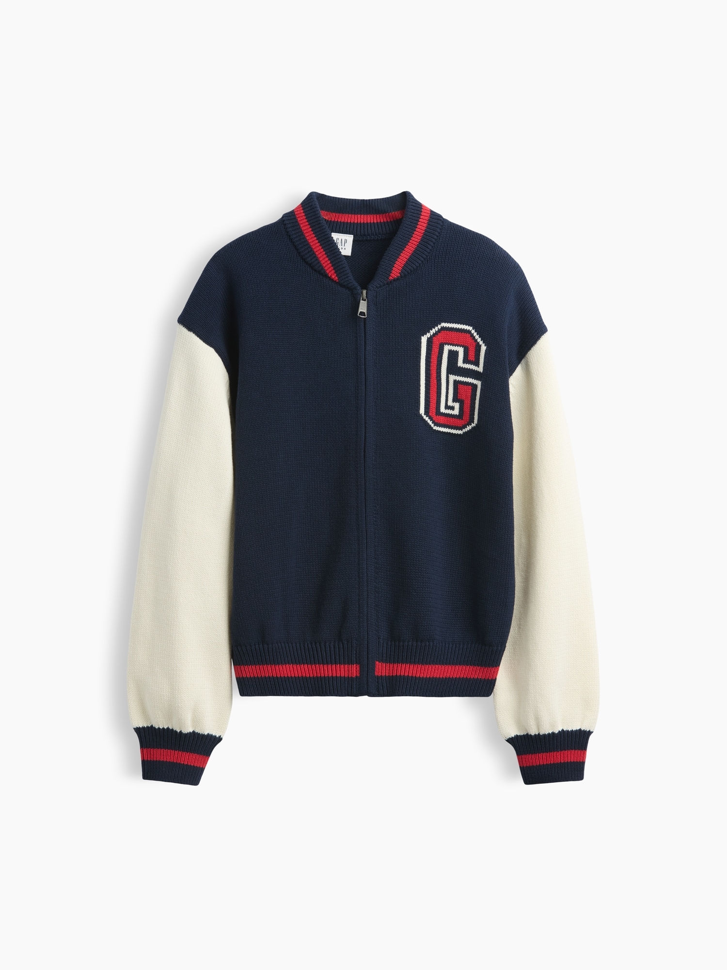 Детская куртка Gap 100% Cotton Relaxed Varsity Sweater Jacket, цвет: Синий — фото 2