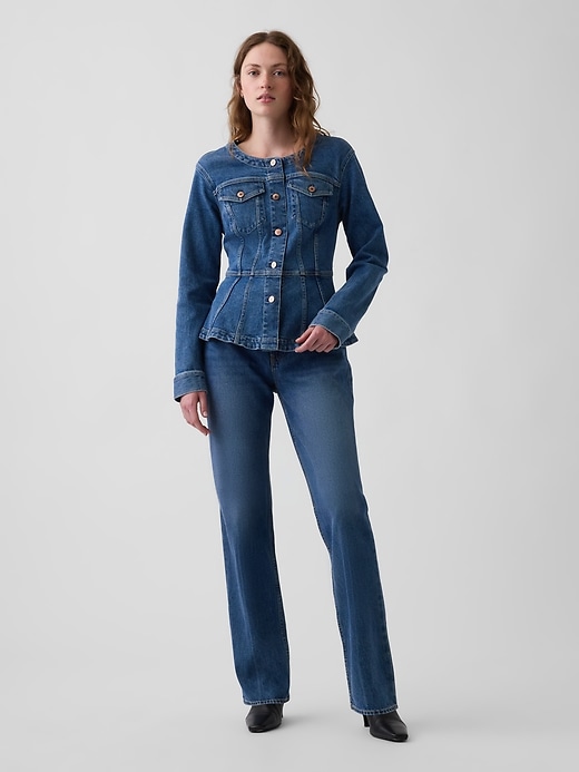Image number 2 showing, Denim Fitted Peplum Jacket